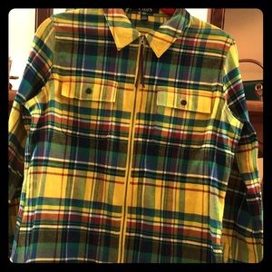 CHAPS zip front plaid jacket